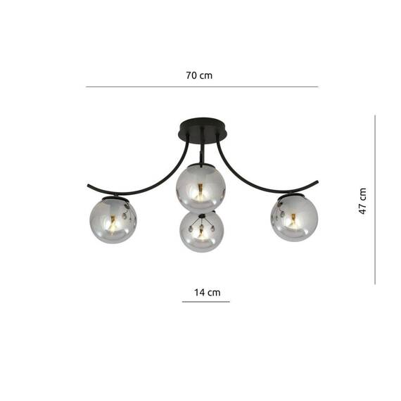 Lampa sufitowa BOSTON 4 BLACK/GRAFIT czarny (1110/4) - Emibig