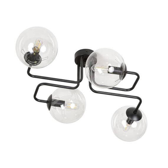 Lampa sufitowa BRENDI 4 BL TRANSPARENT czarny (831/4) - Emibig