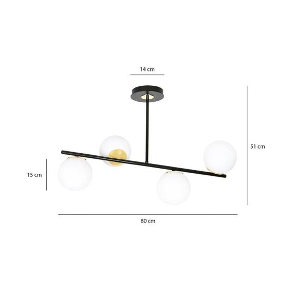 Lampa sufitowa FLOKI 4 BLACK GOLD czarny-Złoty (1022/4) - Emibig