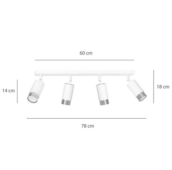 Lampa sufitowa HIRO 4 WH/CHROME biały-Chrom (962/4) - Emibig