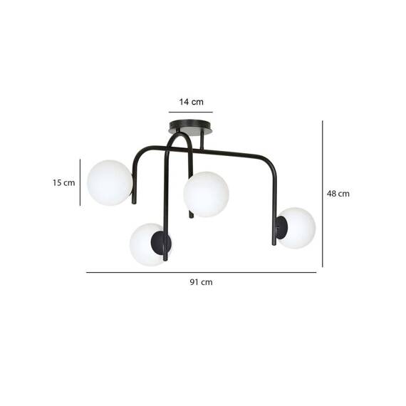 Lampa sufitowa KALF 4B BLACK czarny (1030/4B) - Emibig