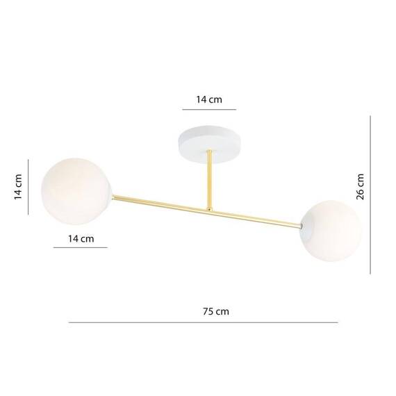 Lampa sufitowa MAGNUM 2 WH OPAL biały-Złoty (1234/2) - Emibig