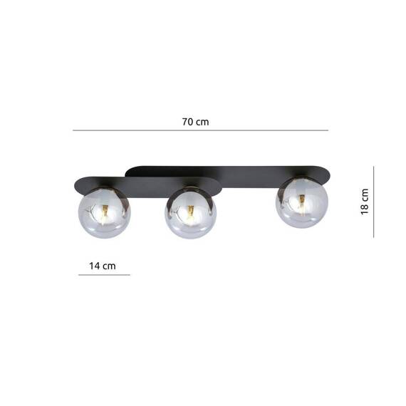 Lampa sufitowa PLAZA 3 BLACK/GRAFIT czarny (1119/3) - Emibig