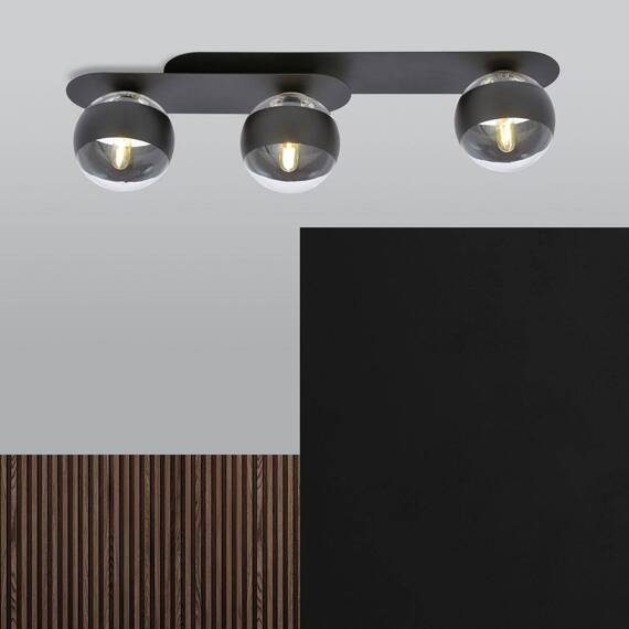 Lampa sufitowa PLAZA 3 BLACK/STRIPE czarny (1121/3) - Emibig