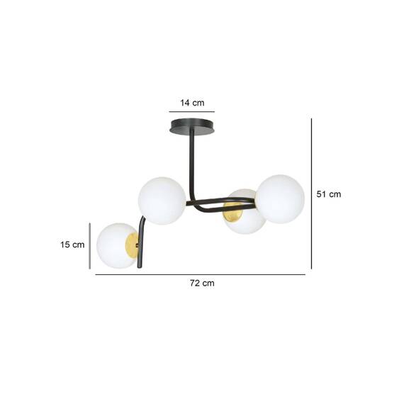 Lampa sufitowa RAGNAR 4A BLACK GOLD czarny-Złoty (1032/4A) - Emibig