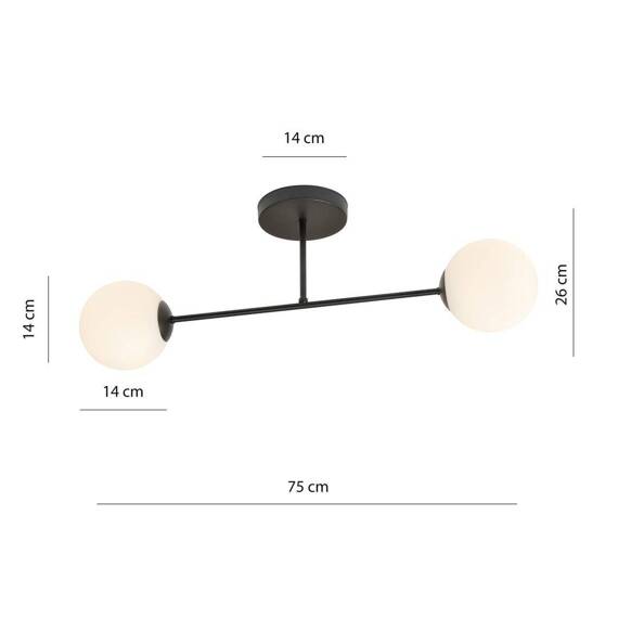 Lampa sufitowa ROMA 2 BL OPAL czarny (1232/2) - Emibig