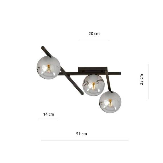 Lampa sufitowa SMART 3 BLACK/GRAFIT czarny (1104/3) - Emibig