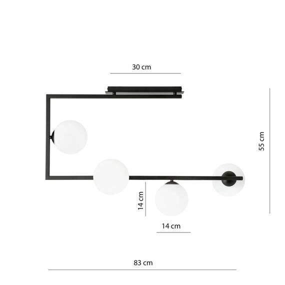 Lampa sufitowa SOMA 4 BL OPAL czarny-Złoty (1291/4) - Emibig