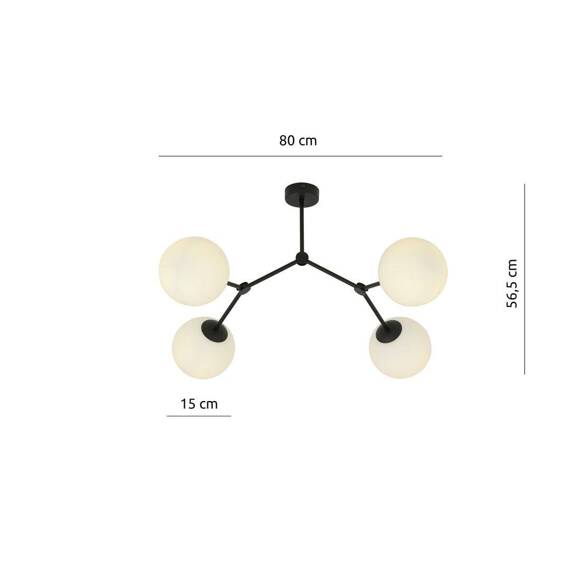 Lampa sufitowa SPACE 4 BLACK/OPAL czarny (1133/4) - Emibig