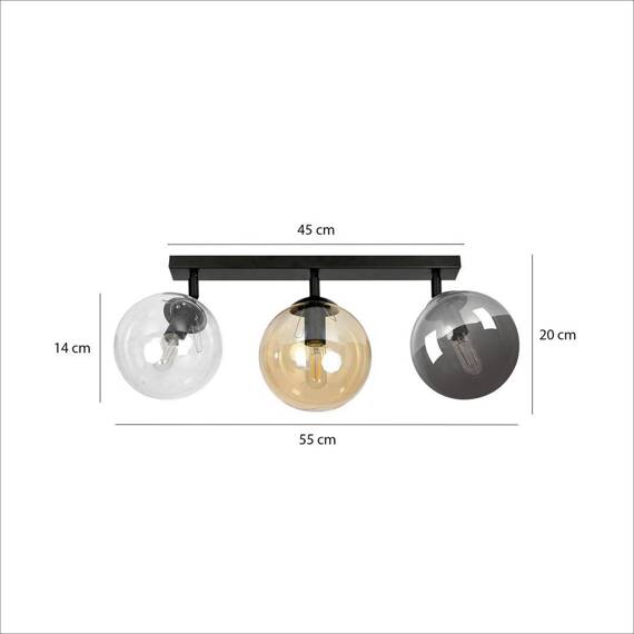 Lampa sufitowa TOFI 3 BL MIX czarny (779/3) - Emibig