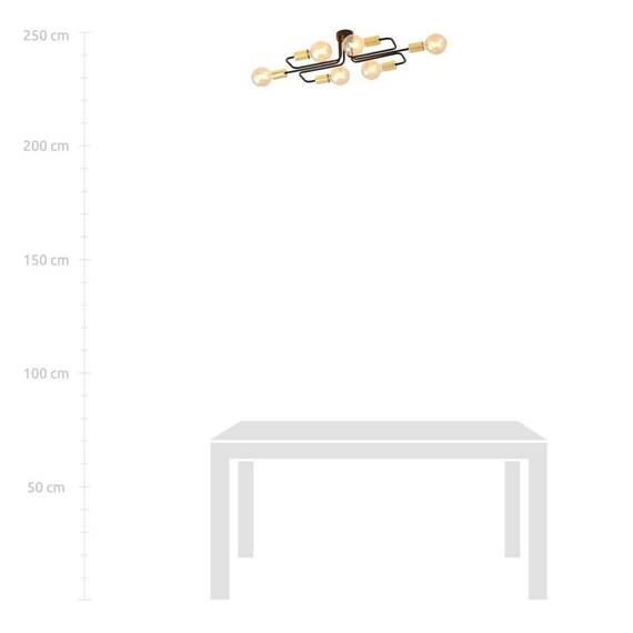 Lampa sufitowa VEKEN 6A GOLD czarny-Złoty (1175/6A) - Emibig