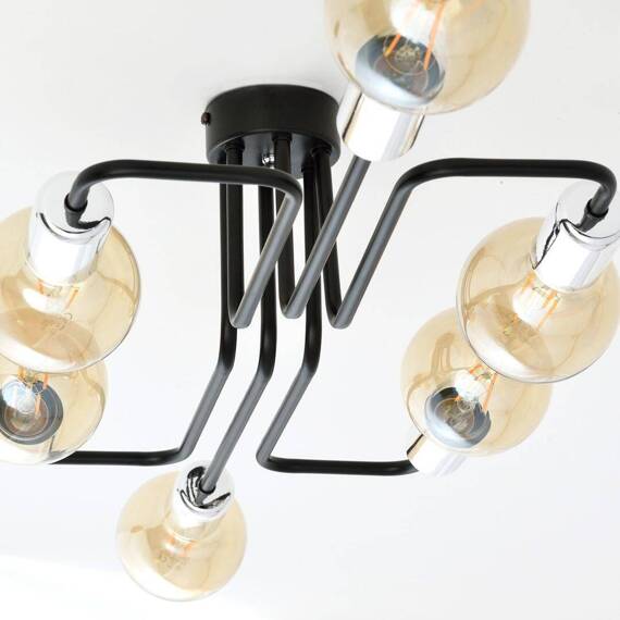 Lampa sufitowa VEKEN 6A SILVER czarny-Srebrny (1174/6A) - Emibig