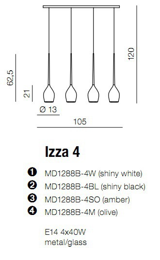 Lampa wisząca AZzardo IZZA 4  Smoky AZ2938