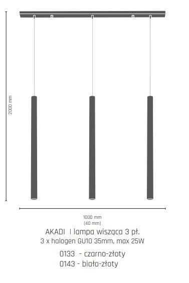 Lampa wisząca Amplex Akadi III biało złoty 8886