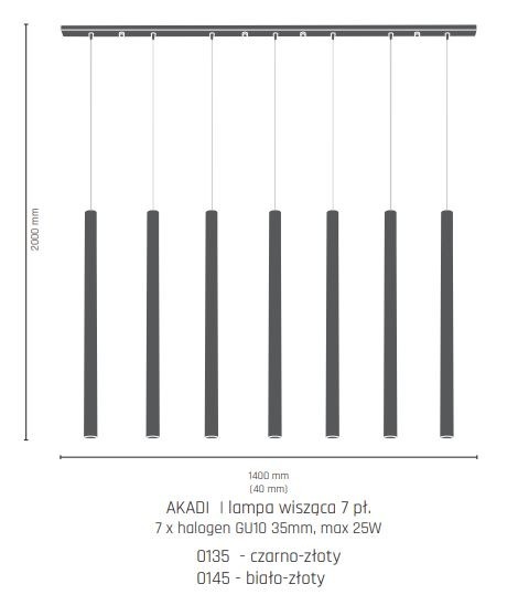 Lampa wisząca Amplex Akadi VII biało-złoty 8890