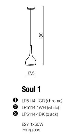 Lampa wisząca Azzardo Soul 1 chromowa