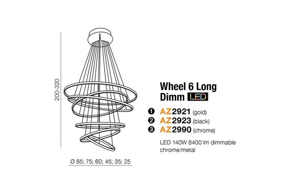 Lampa wisząca Azzardo Wheel 6 chrom