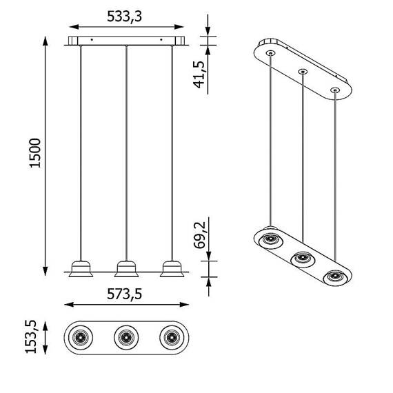 Lampa wisząca Cleoni Oti A3 LA361/A3/L09/SdPW/G/116/38D/930