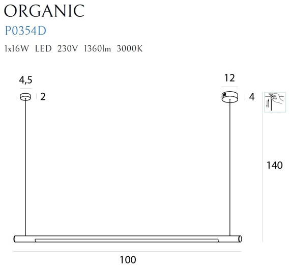 Lampa wisząca MaxLight Organic Black P0354D 100 cm