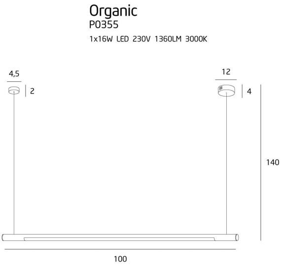 Lampa wisząca MaxLight Organic Chrom P0355 100 cm