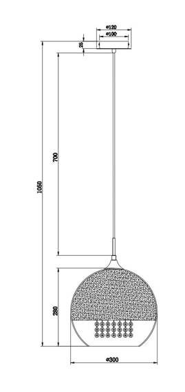 Lampa wisząca Maytoni Fermi P140-PL-170-1-G