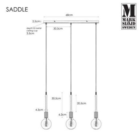 Lampa wisząca SADDLE Markslojd 106708 Złoto- Czarna