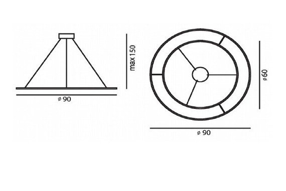 Lampa wisząca złota Ramko Echo 60 + 90 cm