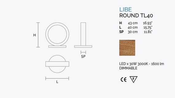 Lampka Stołowa MASIERO LIBE ROUND TL40