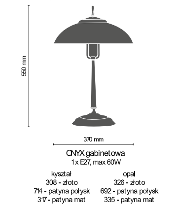 Lampka gabinetowa Amplex Onyx kryształ/patyna mat 8748