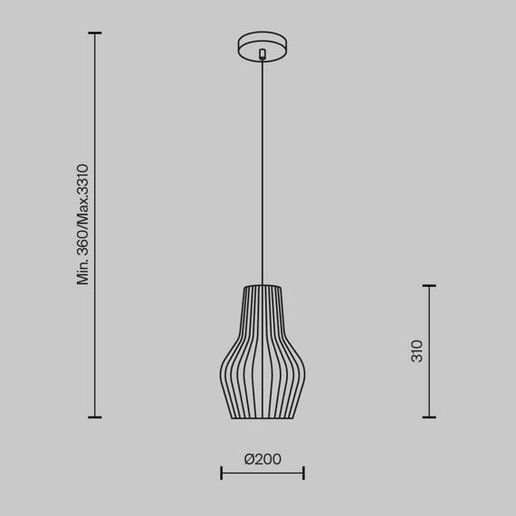 Maytoni Roots Zwis 20cm MOD191PL-01W