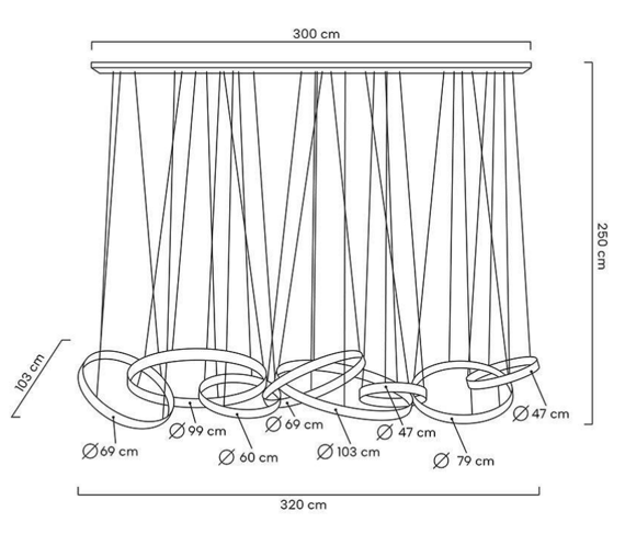 Moosee Lampa wisząca LIBERTY LINE 8 złota