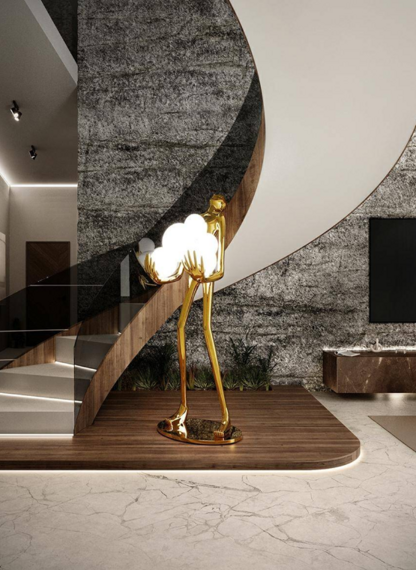 Moosee złota Lampa stojąca HUMAN GOLD 180cm