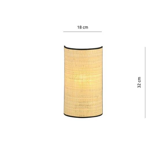 Natynkowa lampa ścienna ASTON K1 RATTAN czarny (1149/K1) - Emibig