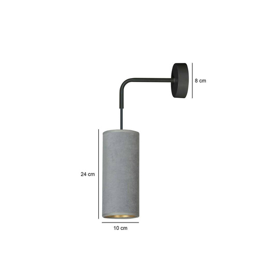 Natynkowa lampa ścienna BENTE K1 BL GRAY czarny (1060/K1) - Emibig