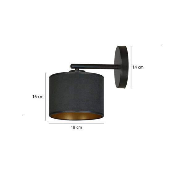 Natynkowa lampa ścienna HILDE K1 BL BLACK czarny (1054/K1) - Emibig