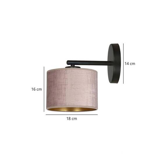 Natynkowa lampa ścienna HILDE K1 BL ROSE czarny (1053/K1) - Emibig