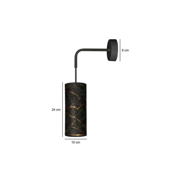 Natynkowa lampa ścienna KARLI K1 BL MARBEL BLACK czarny (1056/K1) - Emibig