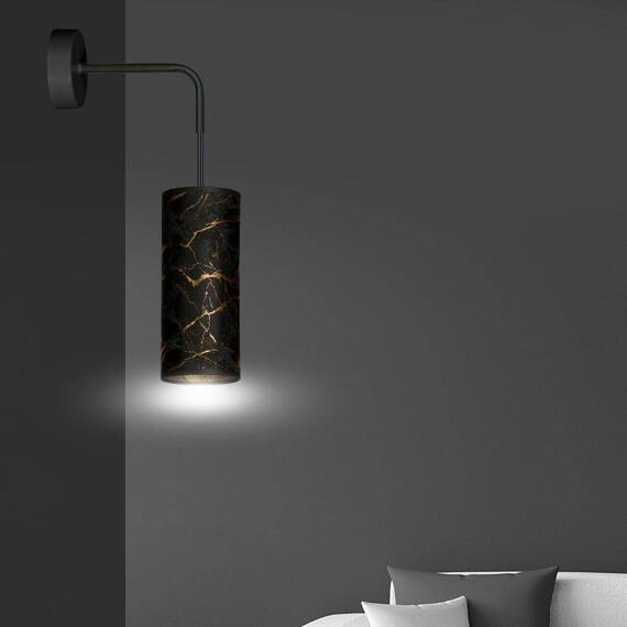 Natynkowa lampa ścienna KARLI K1 BL MARBEL BLACK czarny (1056/K1) - Emibig