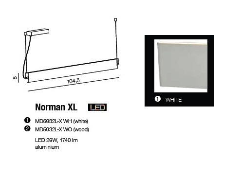 Norman XL AZ1685 biała Lampa Wisząca Azzardo