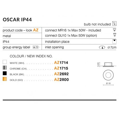 Oprawa Azzardo Oscar IP44 AZ1714 biała
