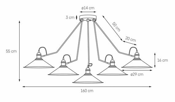 Oprawa sufitowa Kaspa Hats 5 10501506