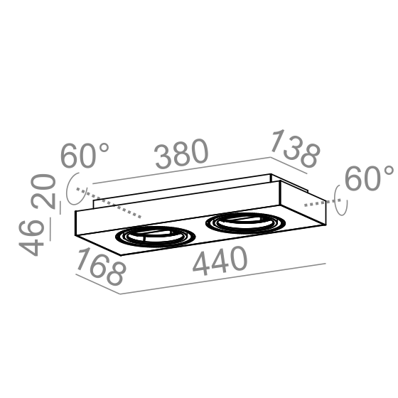 Plafon Aquaform SLEEK 111x2 DISTANCE 46613-0000-T8-00-12