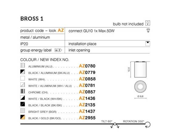 Plafon Azzardo BROSS 1 AZ0779 BK/ALU