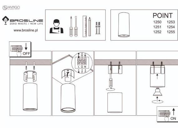 Plafoniera Bros Line Point dif 80 1254