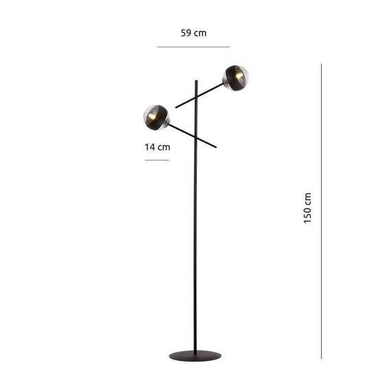 Podłodowa lampa LINEAR LP2 BLACK/STRIPE czarny (1168/LP2) - Emibig