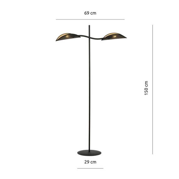 Podłodowa lampa LOTUS LP2 BLACK/GOLD czarny (1106/LP2) - Emibig