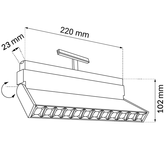 Shilo Lampa do szynoprzewodu 22cm Komatsu Dot 3000K 6498