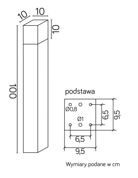 Słupek Oświetleniowy SU-MA Cube Max CB-MAX 1000 AL