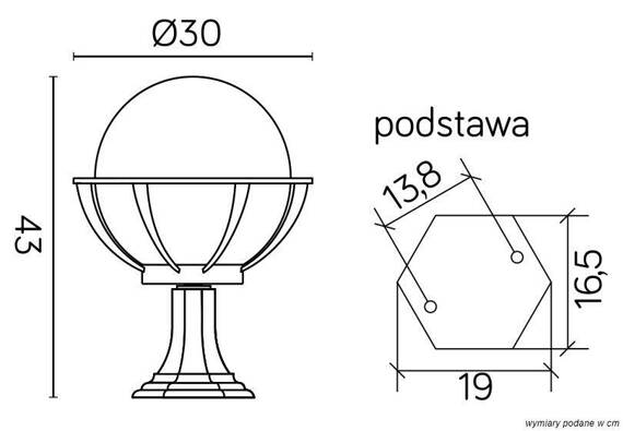 Słupek Oświetleniowy SU-MA Kule z koszykiem 250 K 4011/1/KPO 250