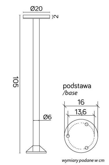 Słupek Oświetleniowy SU-MA Rondo II RO-1050